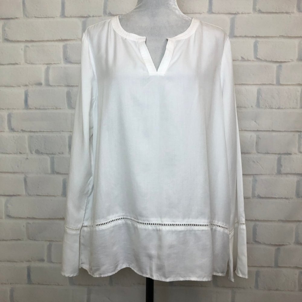 NWT Crown & Ivy White Tencel Blouse Size XL
